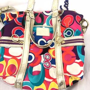 Coach colorful logo metallic straps rainbow tag